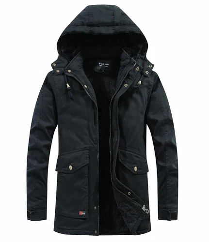 Männer Gewaschte Baumwolle Dicke Fleece Casual Winter Warme Jacke Parkas Mantel - Bild 11 von 30
