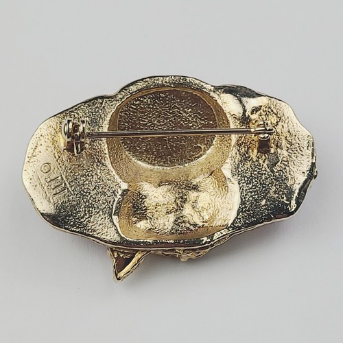 Red Enamel Gold Tone Hat Brooch Pin With Purple Rhinestone Flower Bow JJI - 第 7/9 張圖片