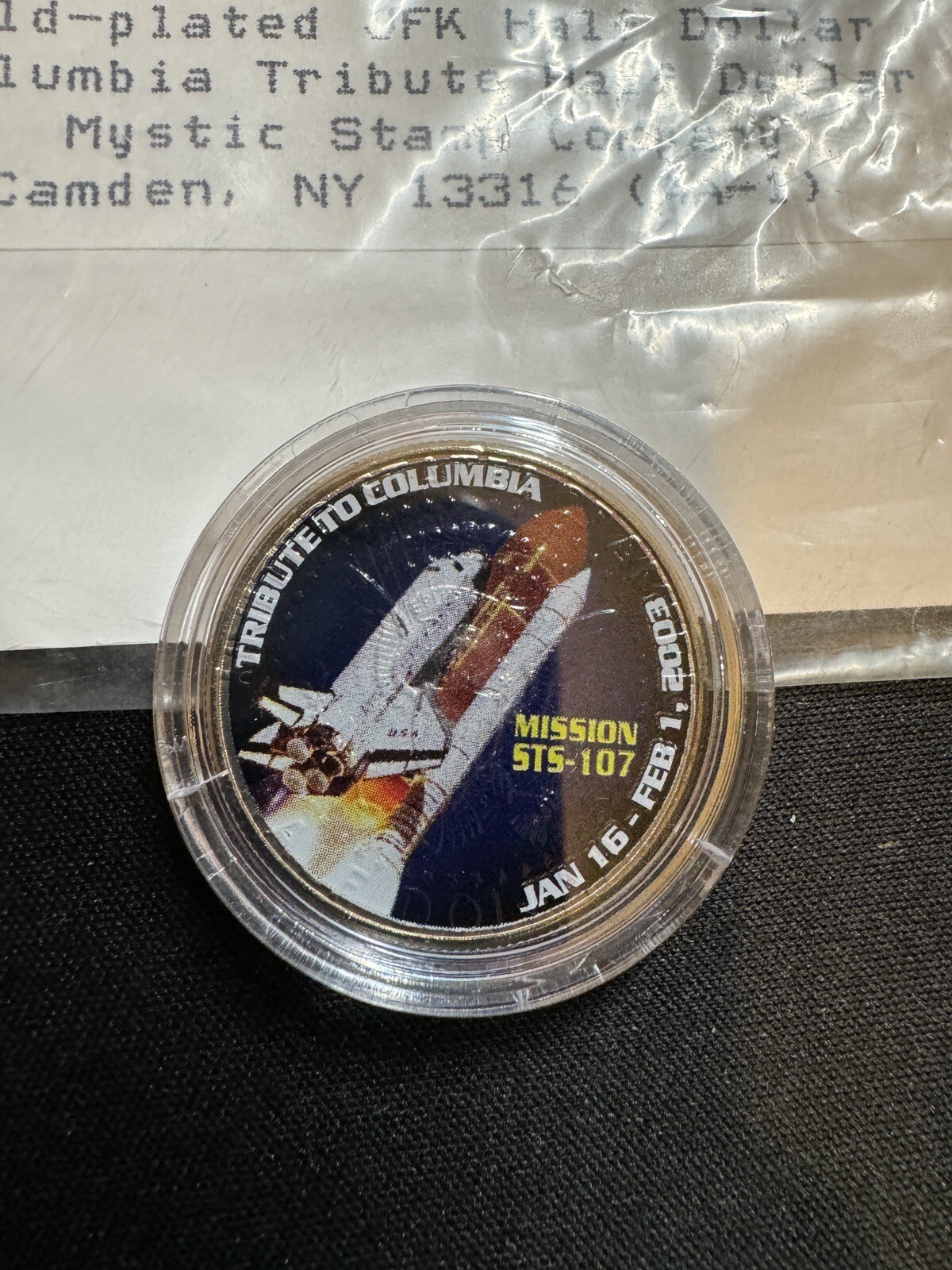 American Space coin Collection Gold Plated JFK Half Dollar Columbia Tribute Half