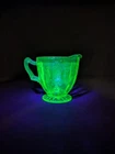 GLOWY! Cameo Ballerina 3.5" Creamer ANCHOR HOCKING Vaseline Depression Glass