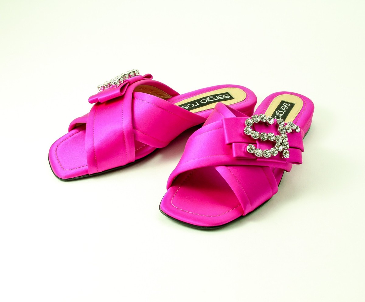 Sergio Rossi Icona Satin Cross Strap Crystal Embellished