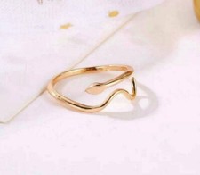 14k Solid Gold Dainty Snake Wrapped Stacking Adjustable Ring Minimalist Band NS8