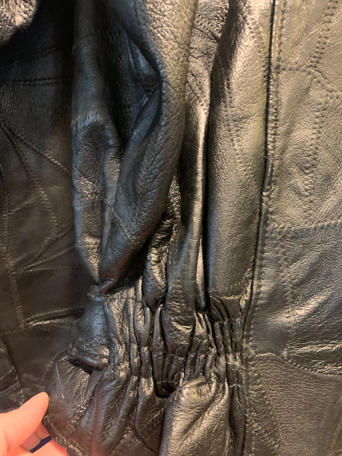 Vintage Flight Path Black Patchwork Leather Motor… - image 9