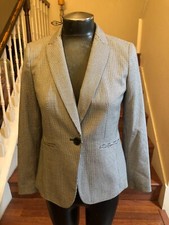 Talbots Women's Blazer/Jacket Black/White Houndstooth 2p NWOT Career/Cocktails