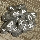 Coffin Shaped Silver Shimmer Resin Rune Stones, Elder Futhark — photo 1