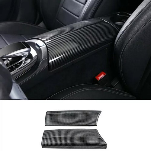 For Mercedes Benz C Class W205 2015-2020 Carbon Black Console Armrest Box Cover - Picture 4 of 6