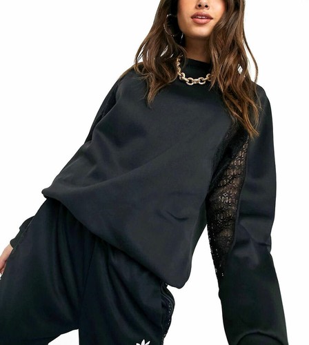 Adidas Sweatshirt mit Spitzenärmeln Oversize Pullover UVP 62£ Damen Originals Bellista - Bild 1 von 9