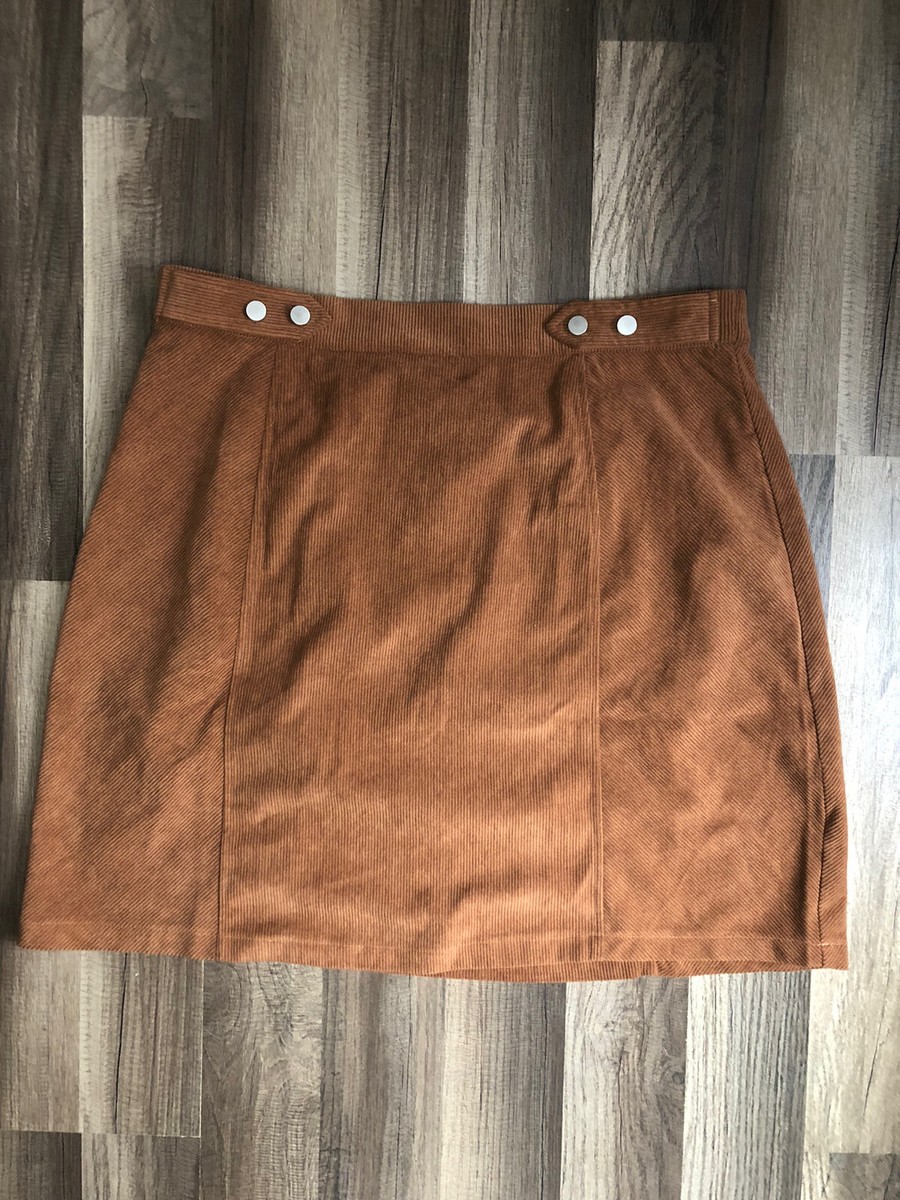 High Waisted Corduroy Straight Fit Mini Skirt Fall Women's XL