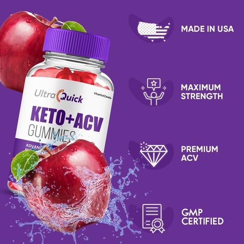 UltraQuick Keto ACV Gummies, Max Strength Official, Dietary Supplement (1 Pack) - Picture 3 of 7