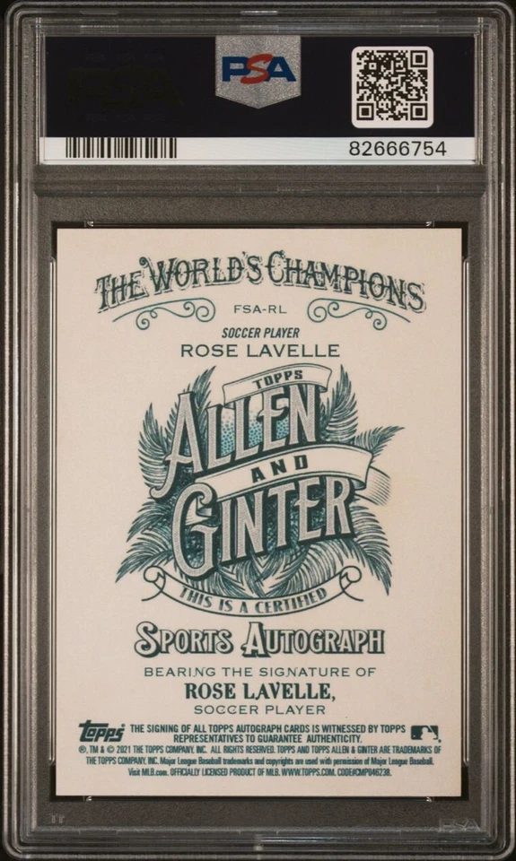 2021 Topps Allen & Ginter ROSE LAVELLE Auto PSA 10 Auto 10 USWNT - Image 2 of 2