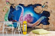 3D Creative Giant Octopus Self-adhesive Removeable Wallpaper Wall Mural 156