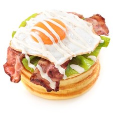 Original Lebensmittelprobe Speck und Ei Pfannkuchen Zubeh&ouml;r Replik Fake Food