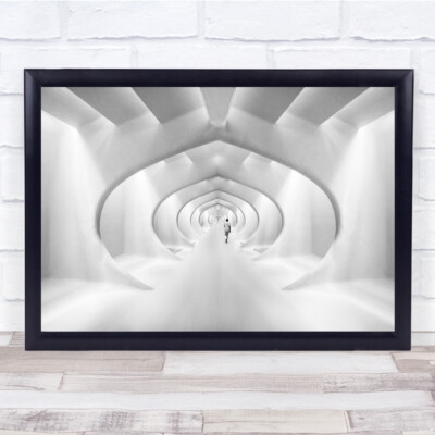 High Key High-Key Tunnel weiß schwarz & weiß Walk Walking Fluchtpunkt Druck