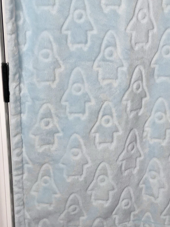 Dwell Studio For Target Baby Blanket Blue Rockets Embossed Spaceships Soft Plush - Image 2 of 4