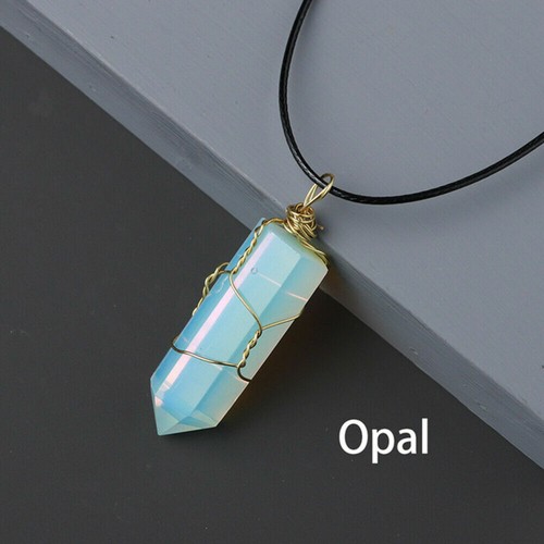 Natural Hexagonal Crystal Quartz Point Pendant Wire Wrap Stone Wand Necklace - Picture 29 of 38