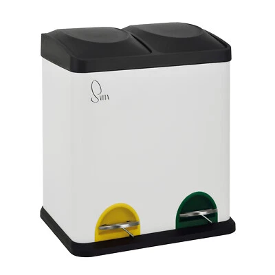 SVITA TC2X15 Küchen-Eimer 30 L Abfalleimer 2er-Mülleimer Mülltrennung Stahl Weiß - Bild 1 von 4