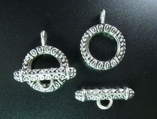 30 Sets Tibetan Silver Ornate Circle Toggle Clasps R211