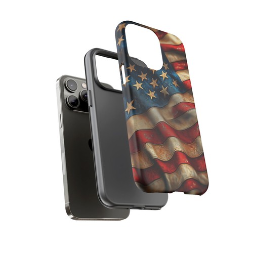 Phone Ink Case for iPhone / Galaxy / Pixel – USA American Flag Rustic America - Picture 96 of 257