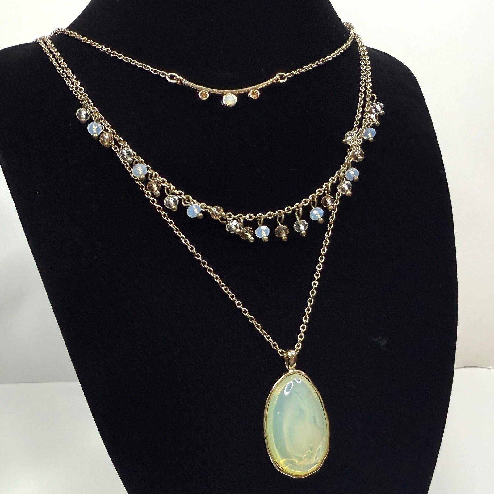 Multi-Strand Layered Statement Necklace Gold Tone… - image 4