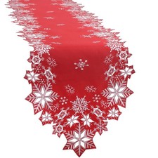 Embroidered Snowflakes Table Runners for Christmas Holiday and Winter 14 108 ...