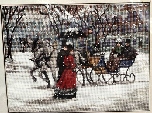 SUNSET Alan Maley's Winter Impressions Needlepoint Kit Victorian Horse Carriage - Picture 2 of 7