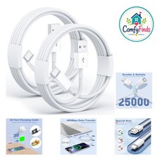 USB A to USB C Cable 2 Pack 3FT 3A Fast Charging Data Transfer CarPlay For