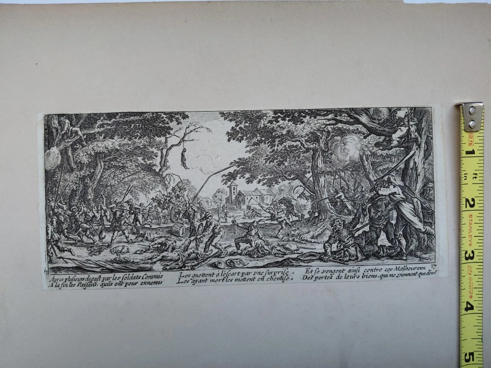 Les Grandes Misères de la guerre #17 Circa 1633 By Jacques Callot Etching - Image 3 of 4