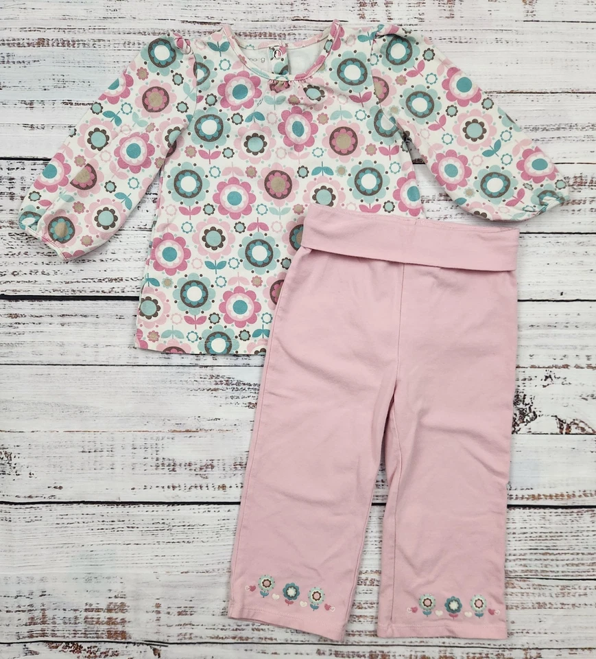 Y2K винтажный Greendog цветочный длинным рукавом Топ и розовый йога брюки комплект • размер 24 месяцев - Изображение 2 из 4