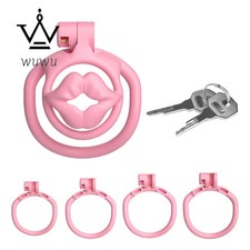 New Male Chastity Cage Lock Device Breathable Cage Mini Lock with 4 Rings