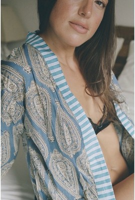 Free People Be Deva Shristi Blue Paisley Bathrobe , Size L
