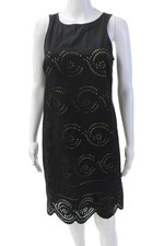 Marc By Marc Jacobs Womens Sleeveless Round Neck Eyelet Mini Dress Black Size XS