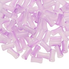 100 Pcs Glass Tube Beads, 6x12mm Bamboo Stick Tube Beads, Light Purple
