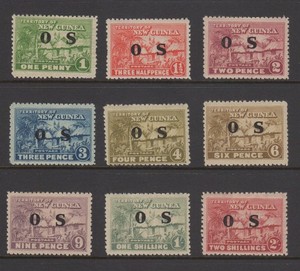 1925-29 New Guinea Sc# O1-O9 M-LH Cat $87.00