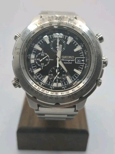 Vintage Seiko Engineer Slide Rule Quartz Chronograph 7T32-6N10