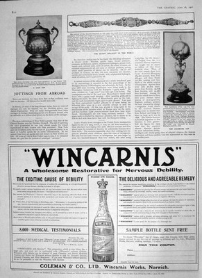 Original alter antiker Druck 1906 Cochrane Cup Oak Forest Golfschläger Wincarnis