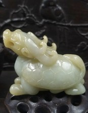 Very Rare Chinese Hetian Jade Dragon-Turtle Statue