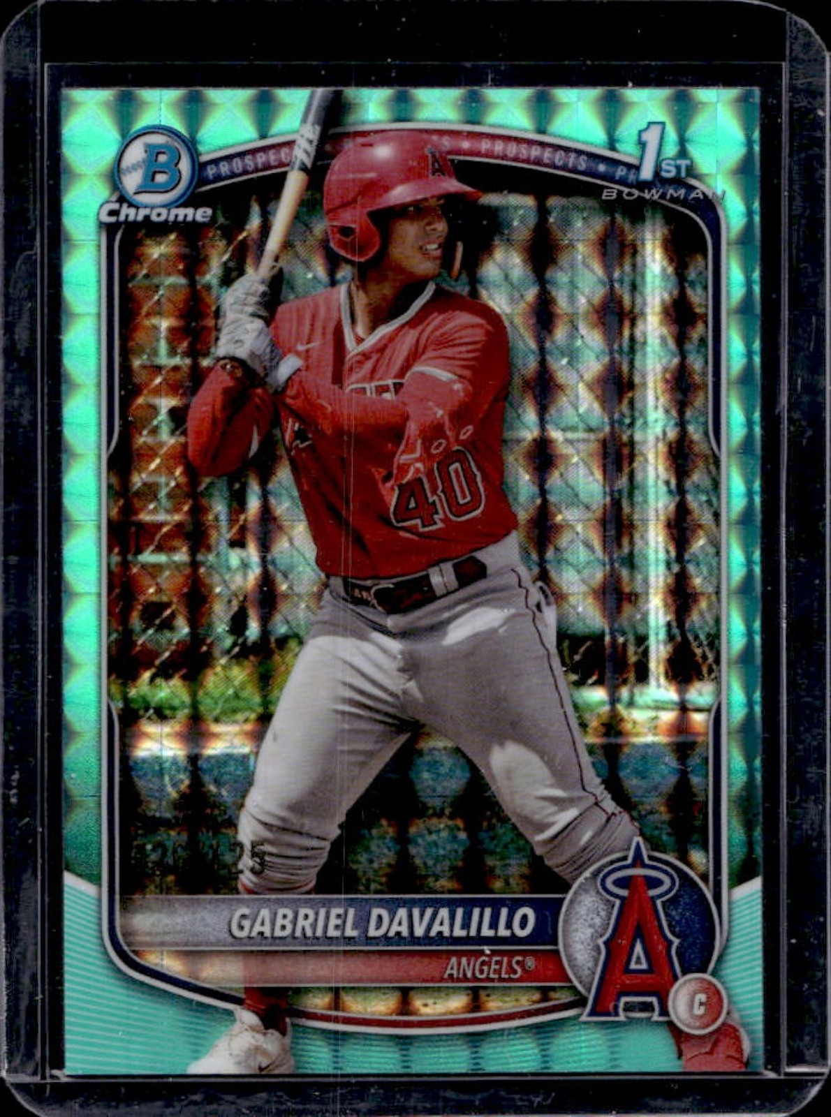 2025 Bowman Chrome Gabriel Davalillo Aqua Geometric Refractor 1st #/125 Angels