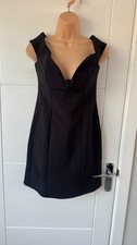 Topshop Women’s Black Plunge Mini Dress UK 10 S Bodycon Party Evening B59