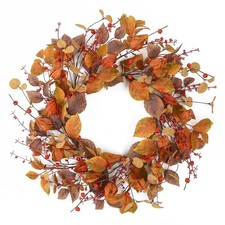 20" Fall Wreath for Front Door, Eucalyptus and Berry Decor
