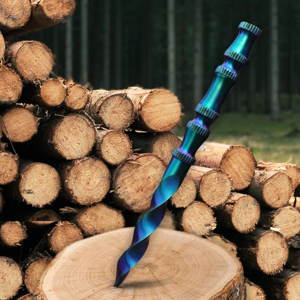 Cuchillo daga en espiral de tres filos ciclón hecho a mano de 9"" con funda Foto 2 de 4