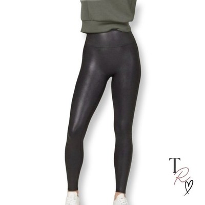 SPANX NWT Faux Leather Leggings Black High Rise Skinny Pants Medium Tall M