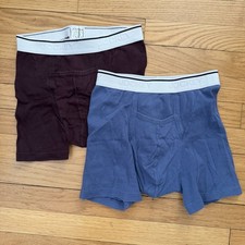 Jockey Men's Cotton Jersey Boxer Briefs Blue Burgundy 2 Pack 