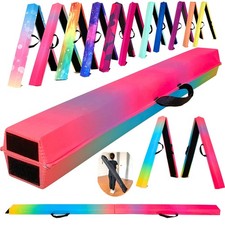 9 FT Folding Gymnastics Beam Foam Balance Floor Beam - Extra Firm - Suede Cover