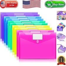 Clear Document Folders with Label Pocket - 10 Pack A4 Plastic Envelopes