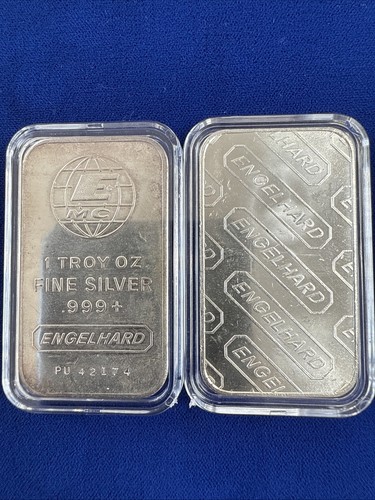 Vintage Engelhard getönt 1 oz .999 Silberbarren breit "E" MC in Globus Sorte selten