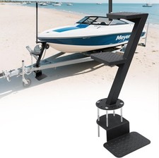 Heavy Duty Boat Trailer Steps, Non-Slip Ladder with Safety Grab Handle, Adjustab