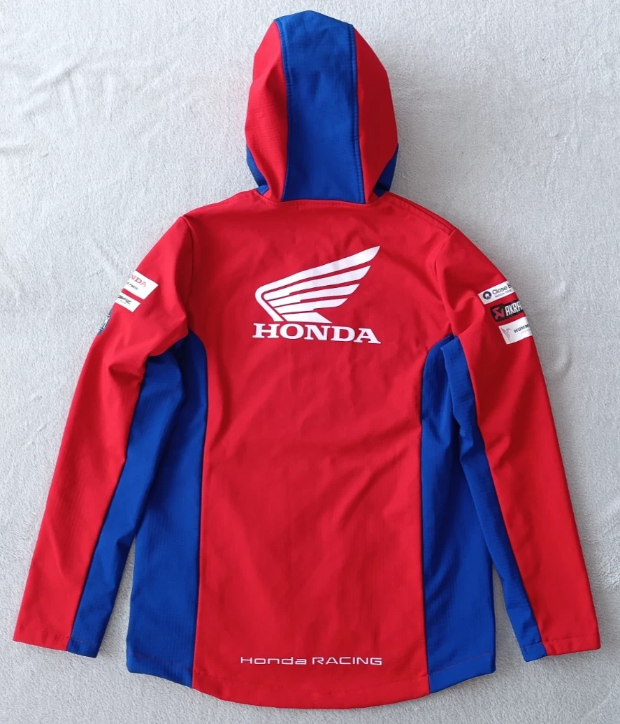 Honda Racing HRC Motul Motorsport mens Red Blue Softshell Hooded Jacket size M image 1