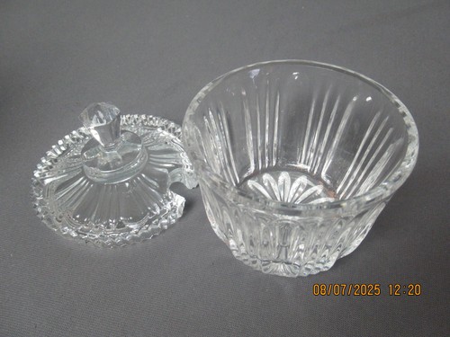 Klarglas Vintage Kristall Gelee Marmelade, Gewürzglas mit Deckel gerippt g5 sb - Bild 2 von 8