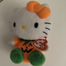 TY Hello Kitty 6” Pumpkin Plush Stuffed Animal Halloween Original Beanie Baby