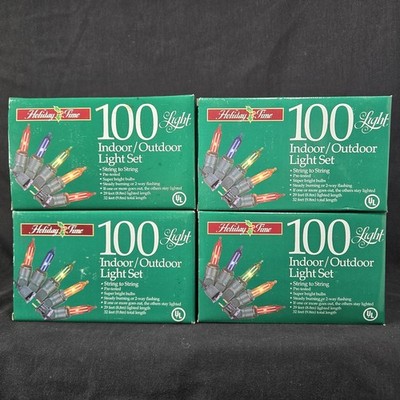 Holiday Time 100 Light Set Indoor Outdoor Multi Color Christmas Lights 4 Pack